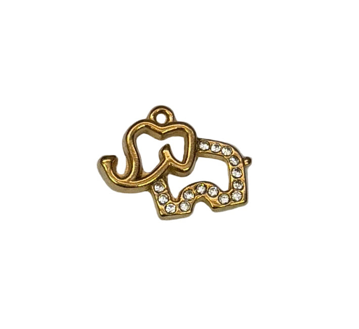 Elephant Charm with Cubic Zirconia