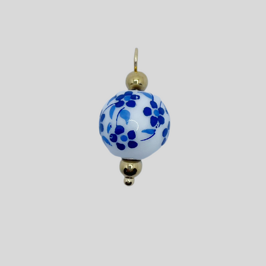 China Blue Flower Charm-Round
